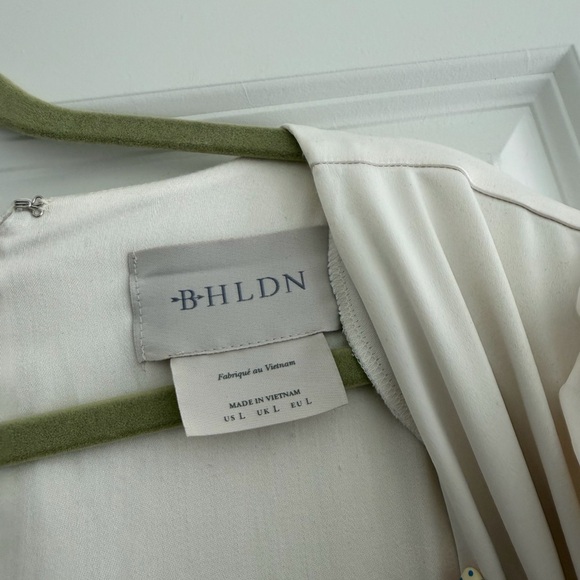 BHLDN Ivory Satin Long Sleeve Twist Front Mini Dress Size L NWT - Picture 4 of 6